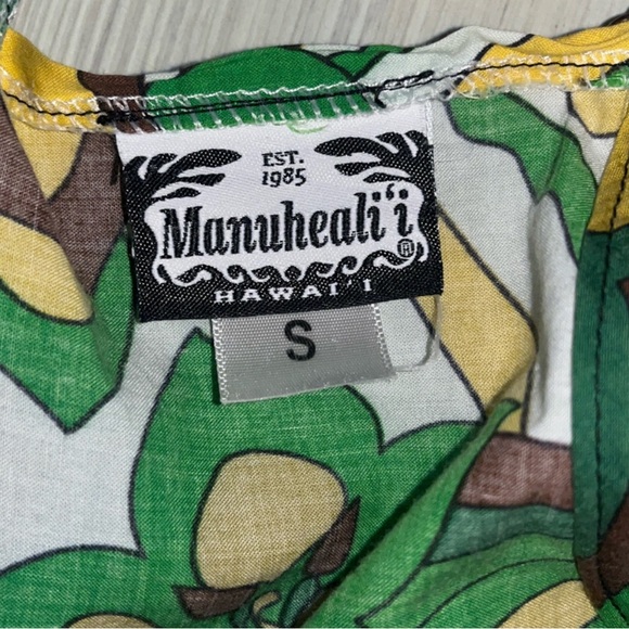 Women's Manuheali'i blouse green brown and yellow size small - Picture 3 of 4